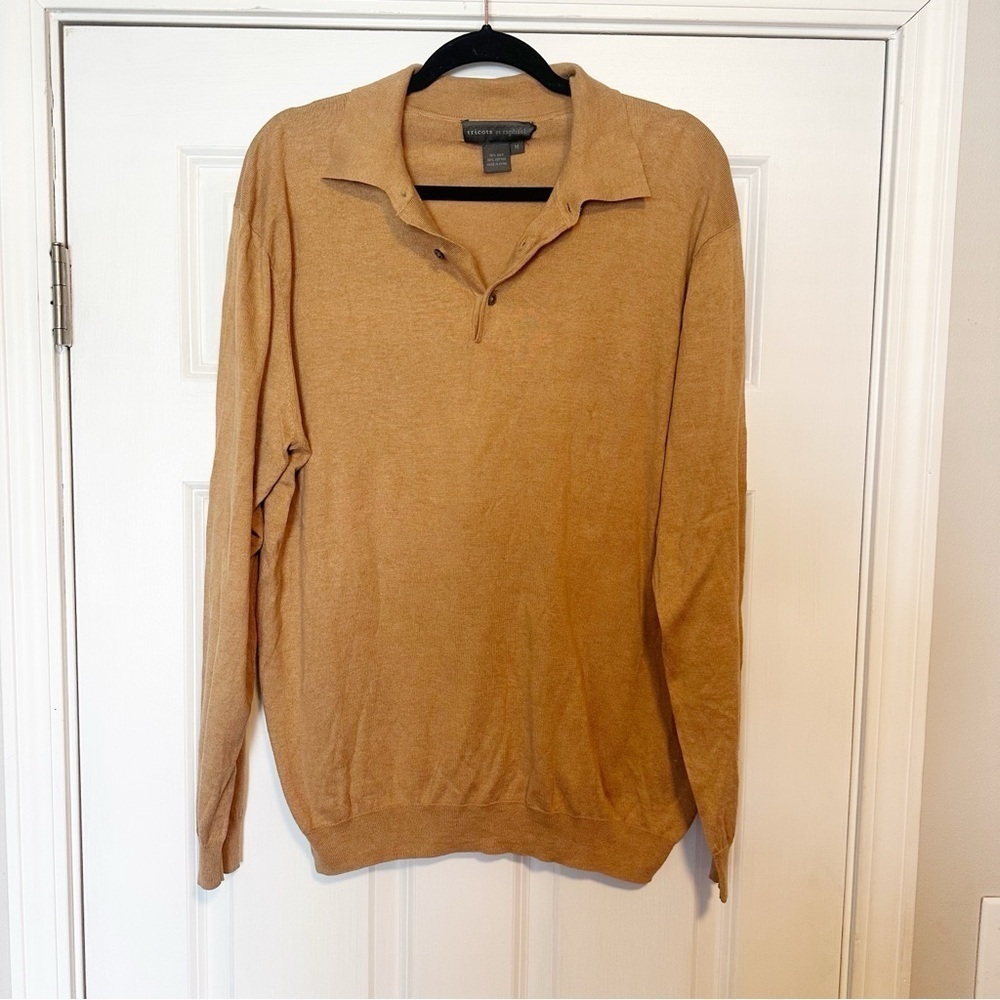 Tricots st Raphael silk and cotton blend lightweight pullover half button up top